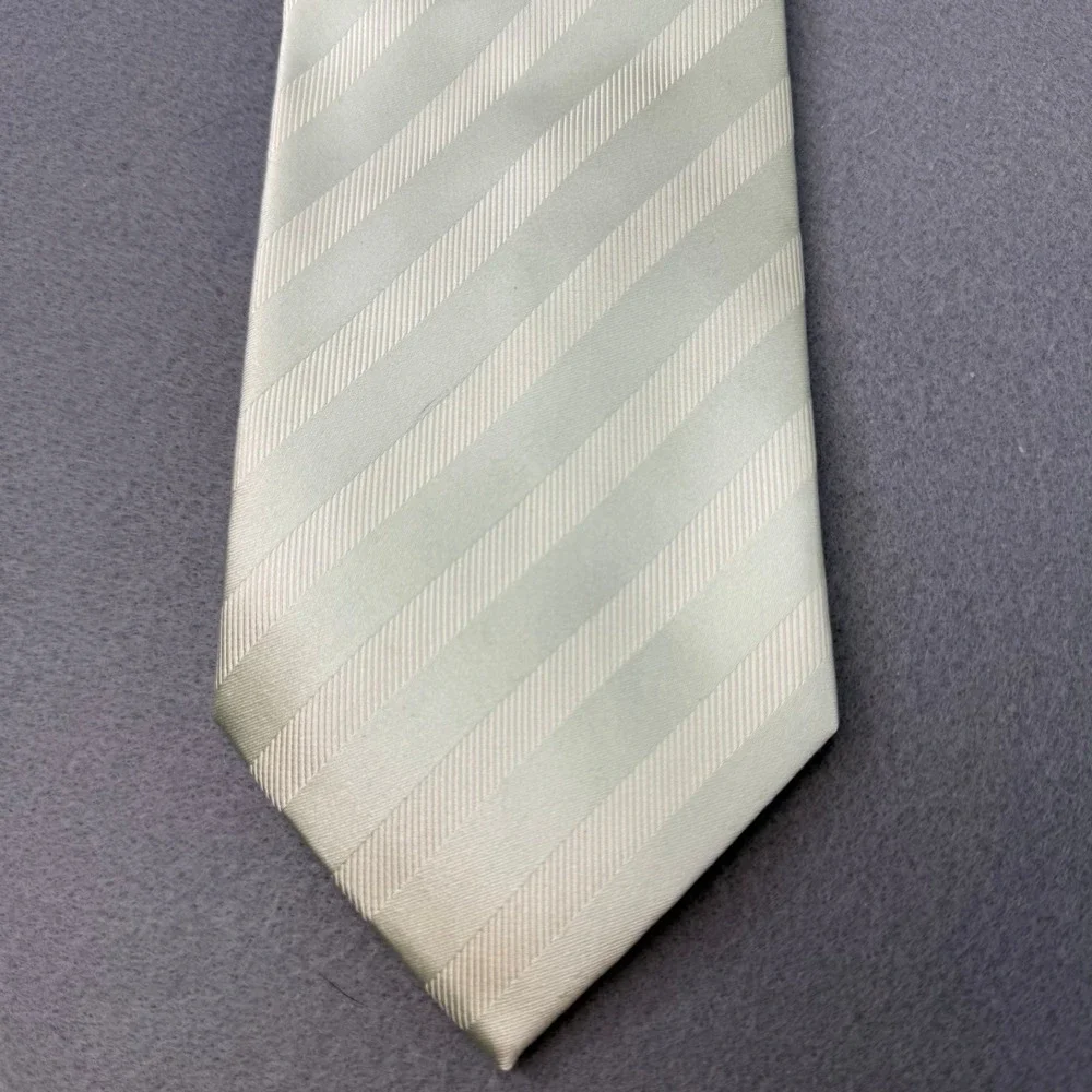 Donald J. Trump Necktie Mens Sage Green Striped‎ Silk Signature Collection